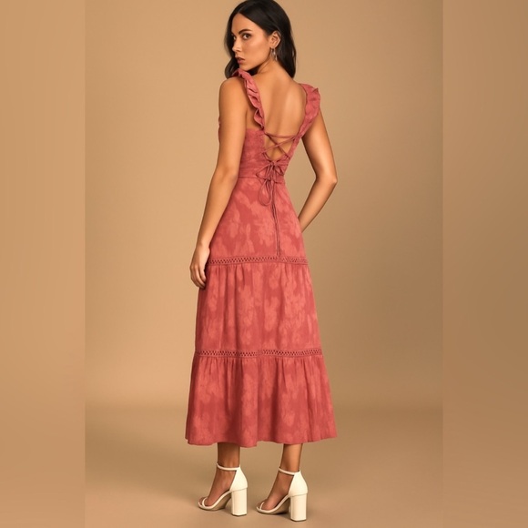 Lulus Heavenly Hues Dusty Rose Floral Jacquard Maxi Dress - Picture 2 of 11
